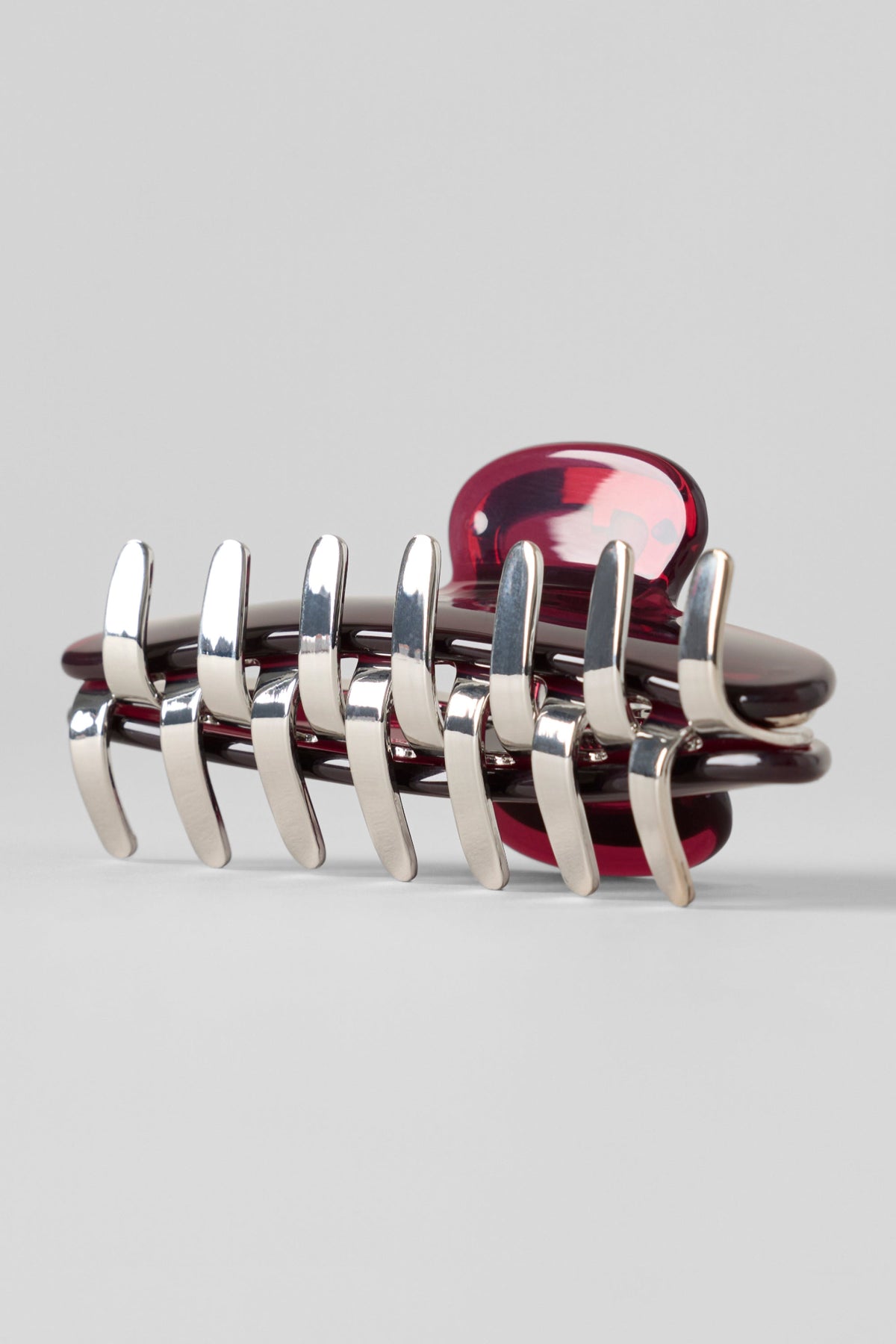 Acrylic Illusion Claw Clip - Rich Bordeaux/Chrome