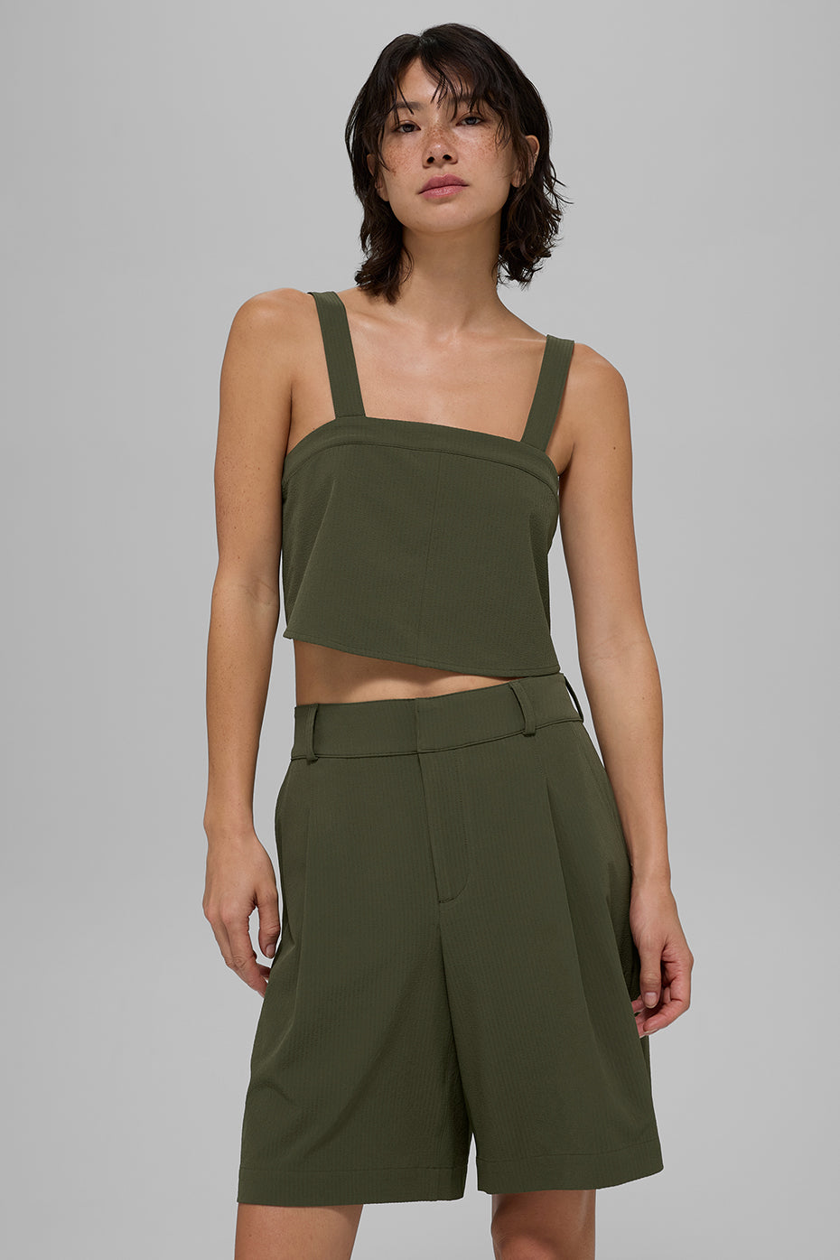 Cropped Dreamscape Tank - Green Olive