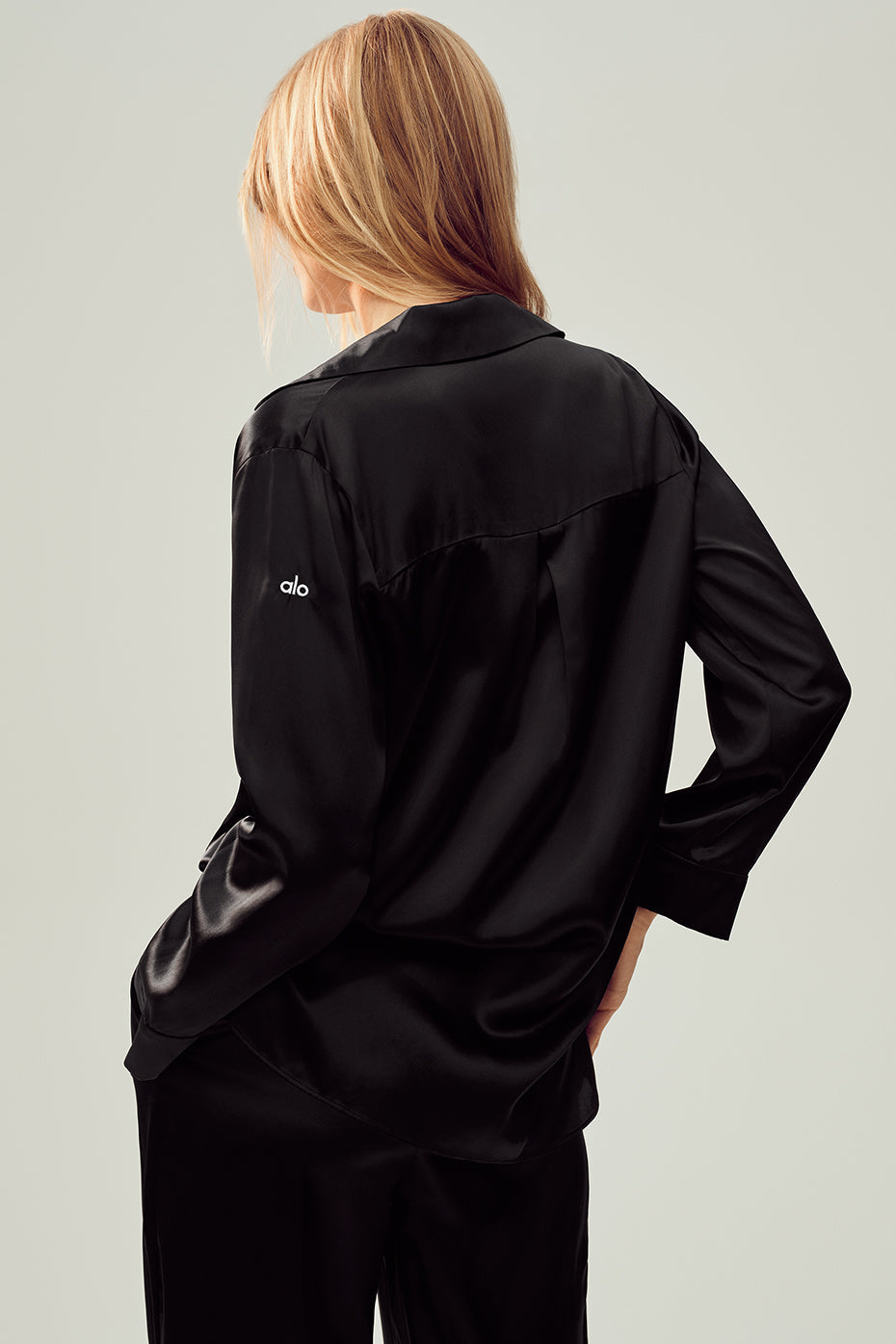 Silk Luminous Button Up - Black