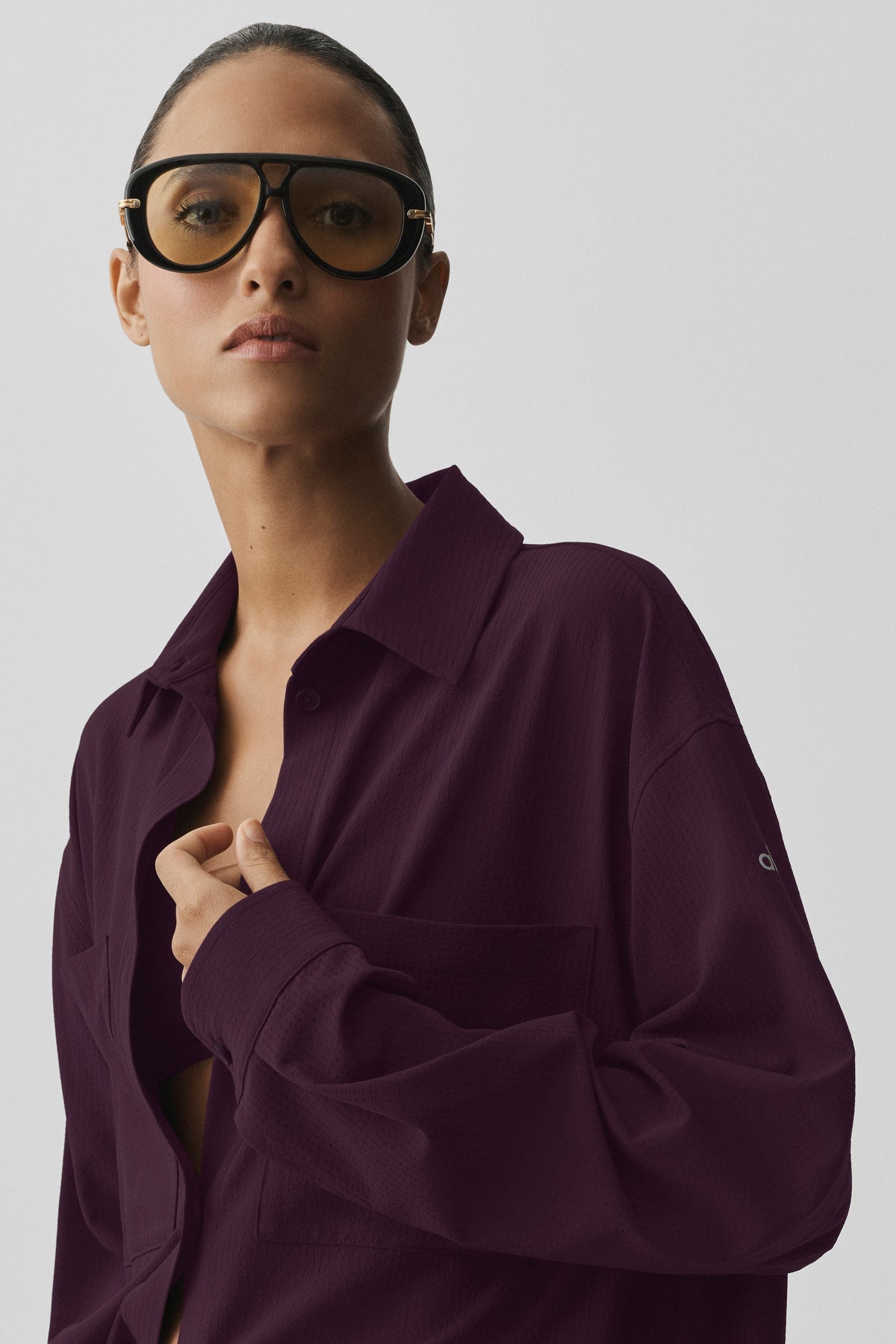 Dreamscape Button Down Long Sleeve - Rich Bordeaux