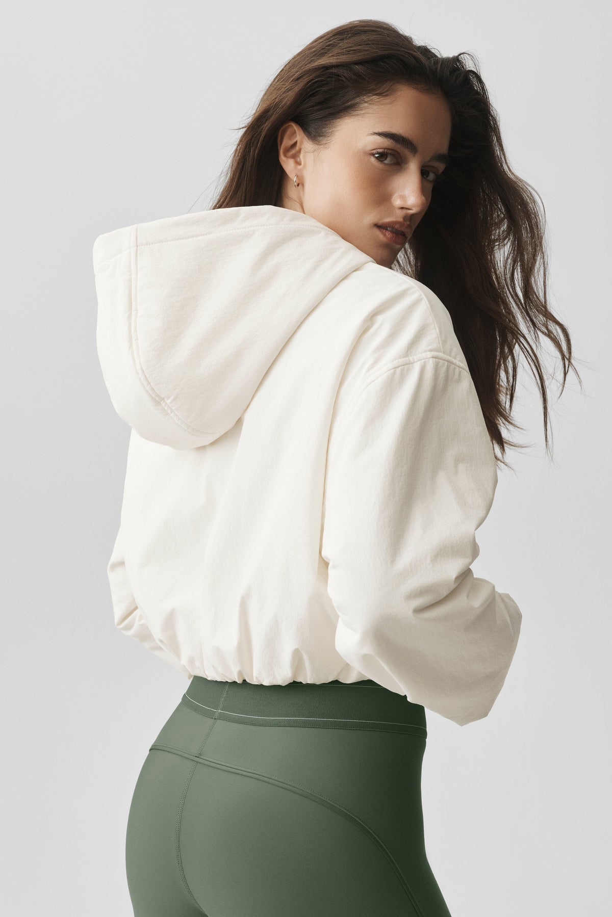 Cropped Mountain Peak Full-Zip Hoodie - Ivory