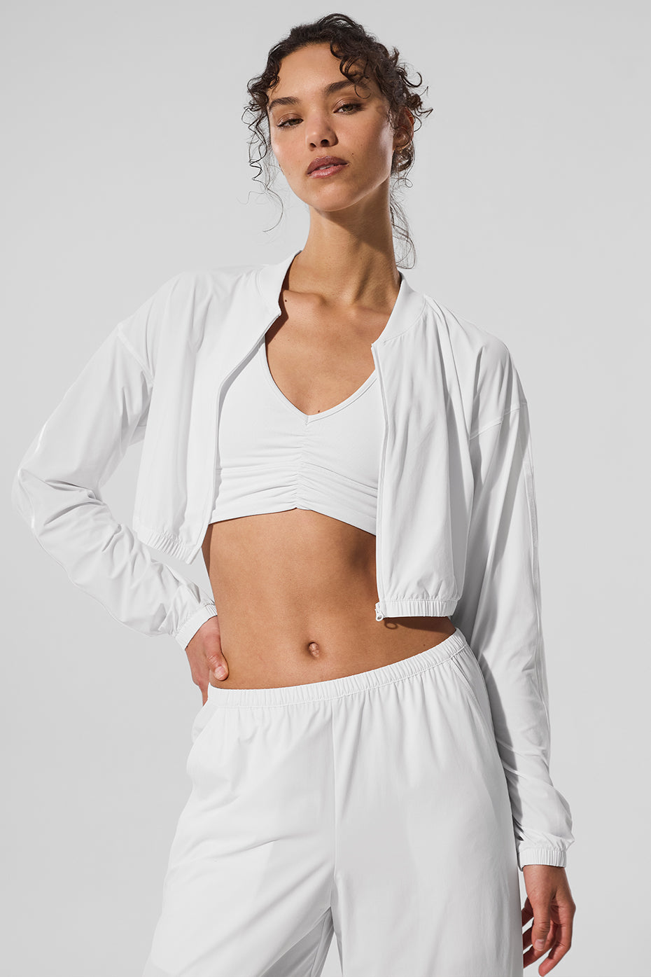 Cropped AloBreezy Full-Zip Cover Up - White