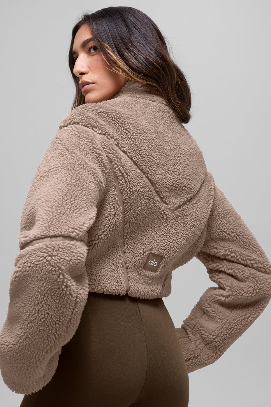 Sherpa Cropped Slope Side Jacket - Chai Latte
