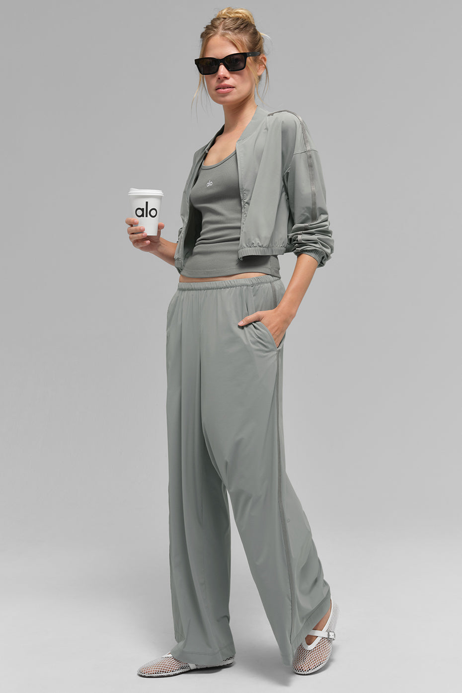 AloBreezy Wide Leg Pant (Regular) - Lunar Grey