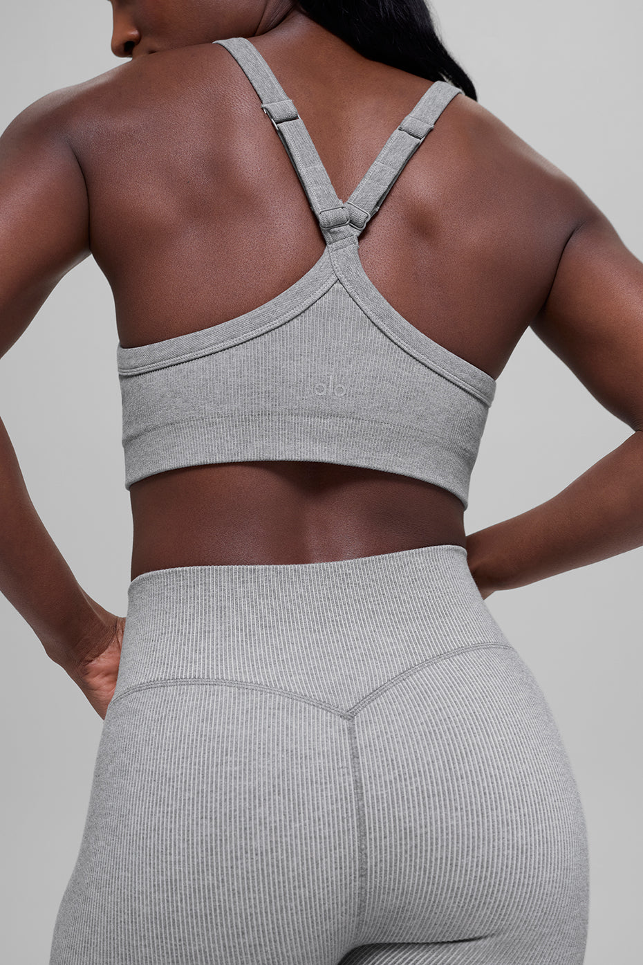 Seamless Two Tone Rib Bra - Light Misty Grey Heather